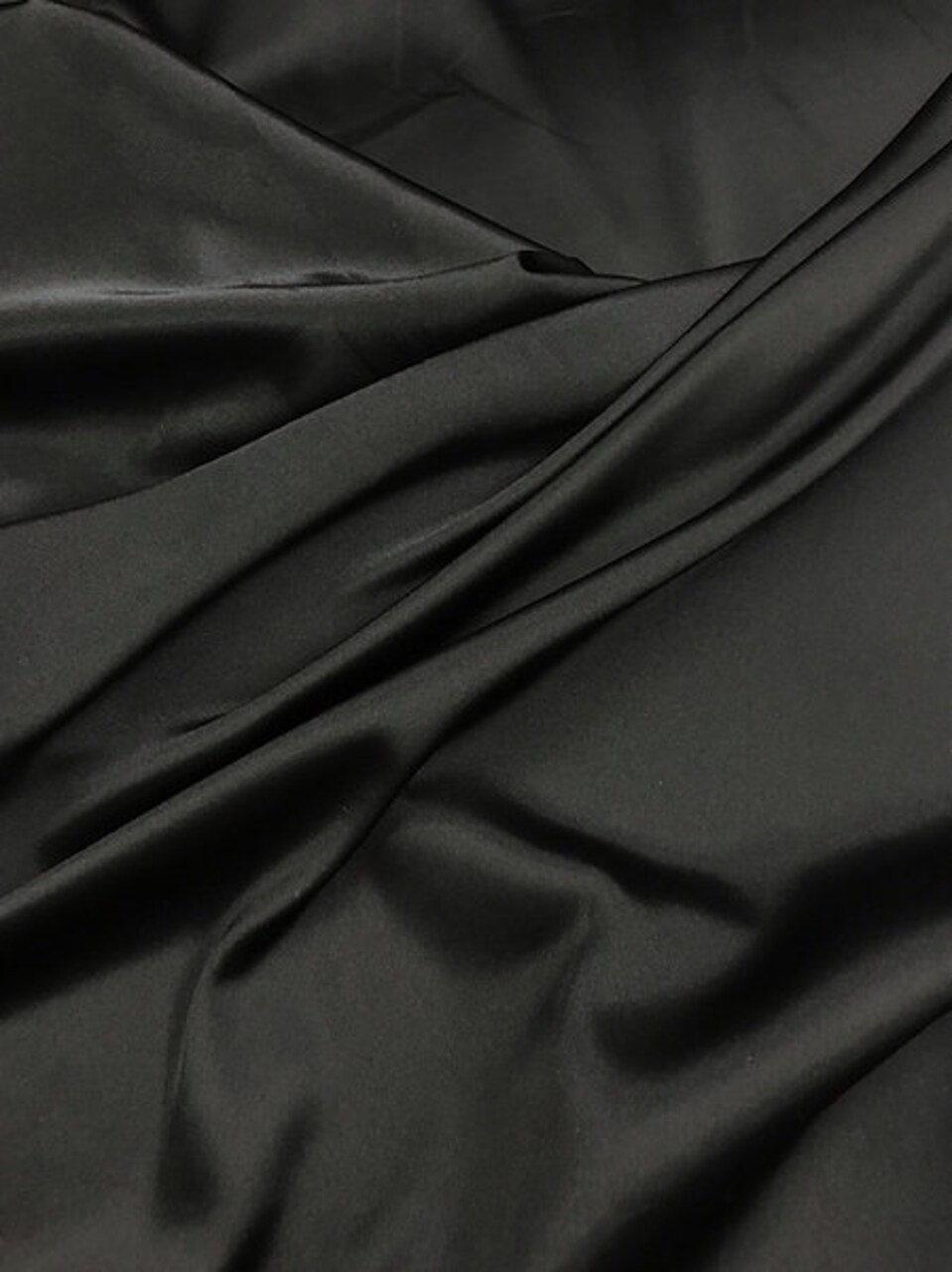 1 Yard Black Stretch Charmeuse Fabric Shiny Lightweight Two Way Stretch Polyester Spandex 58 Inch